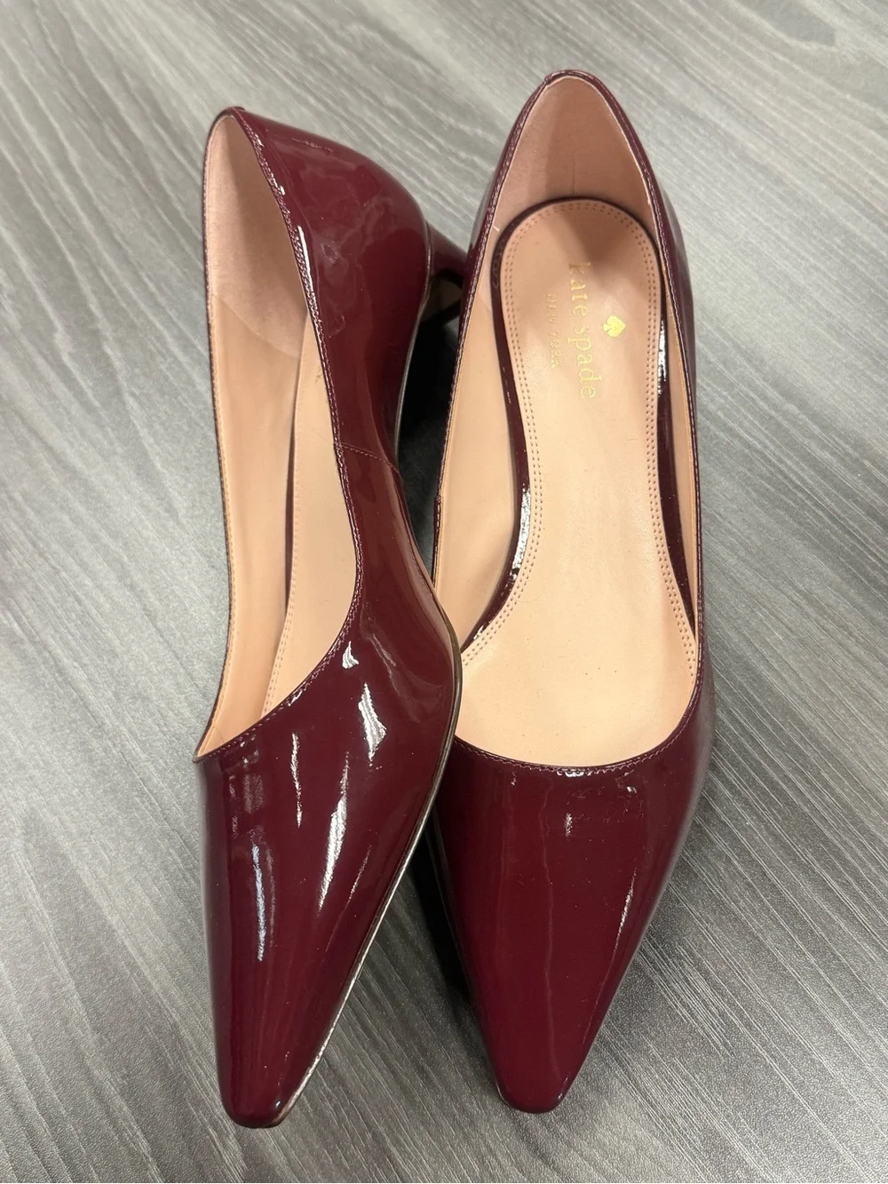 Kate Spade New York Dark Merlot Patent Leather Pointed Toe Pumps Heels Size 9B